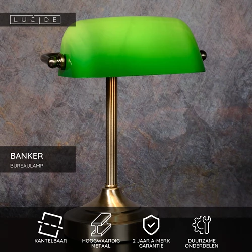 Lucide BANKER - Bureaulamp - 1xE14 - Brons - USP